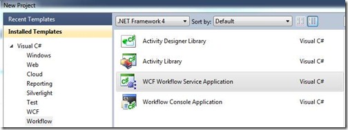 WCF Workflow Service Application in the New Project dialog