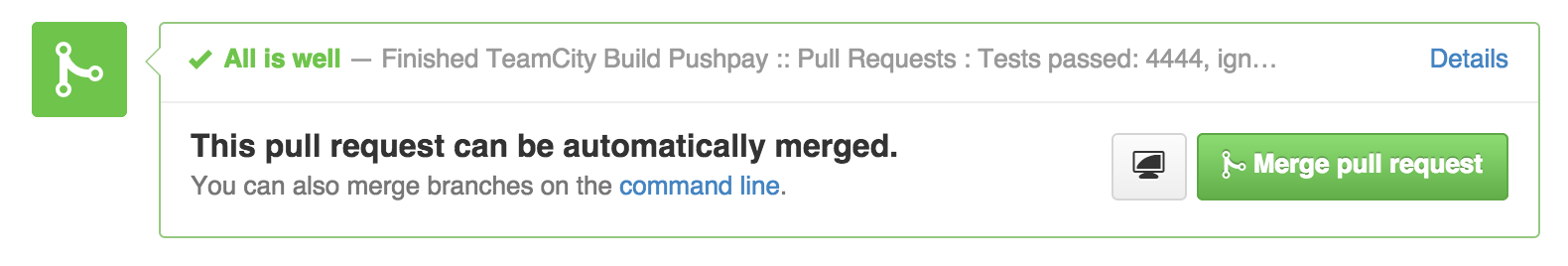 Pull Request view with build status